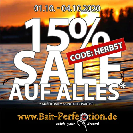 Es geht direkt mit einer fetten Rabattaktion los. Reinschauen lohnt sich also! Bait Perfection Rabattaktion