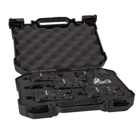 Im praktischen Transportkoffer werden die 2er-, 3er-, oder 4er Sets geliefert. Tikit Taka TSX-R6 Bissanzeiger von Anaconda im Transportkoffer.