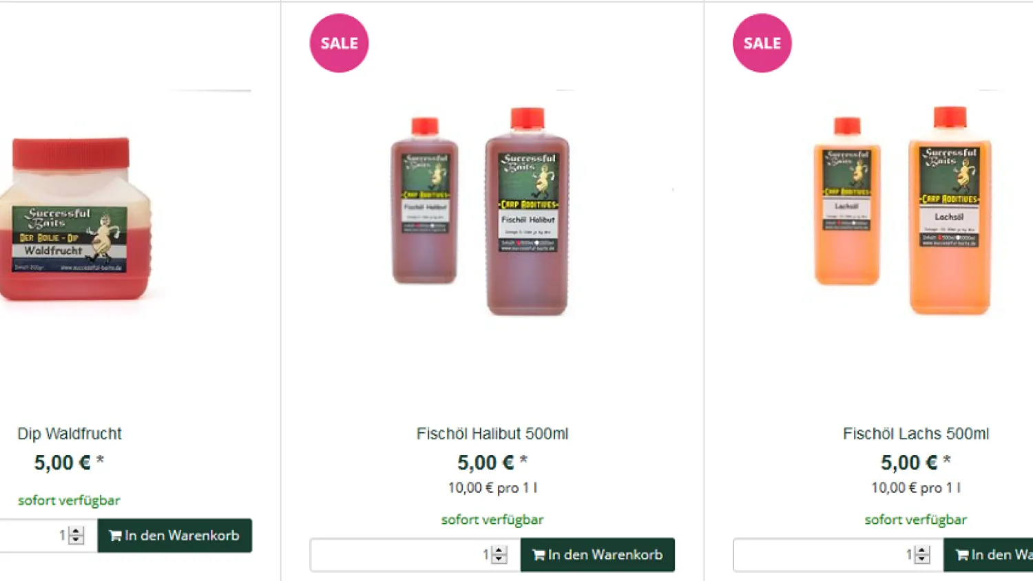 Dips, Fischöl und Liquid im Angebot auf der Carp Zwolle.