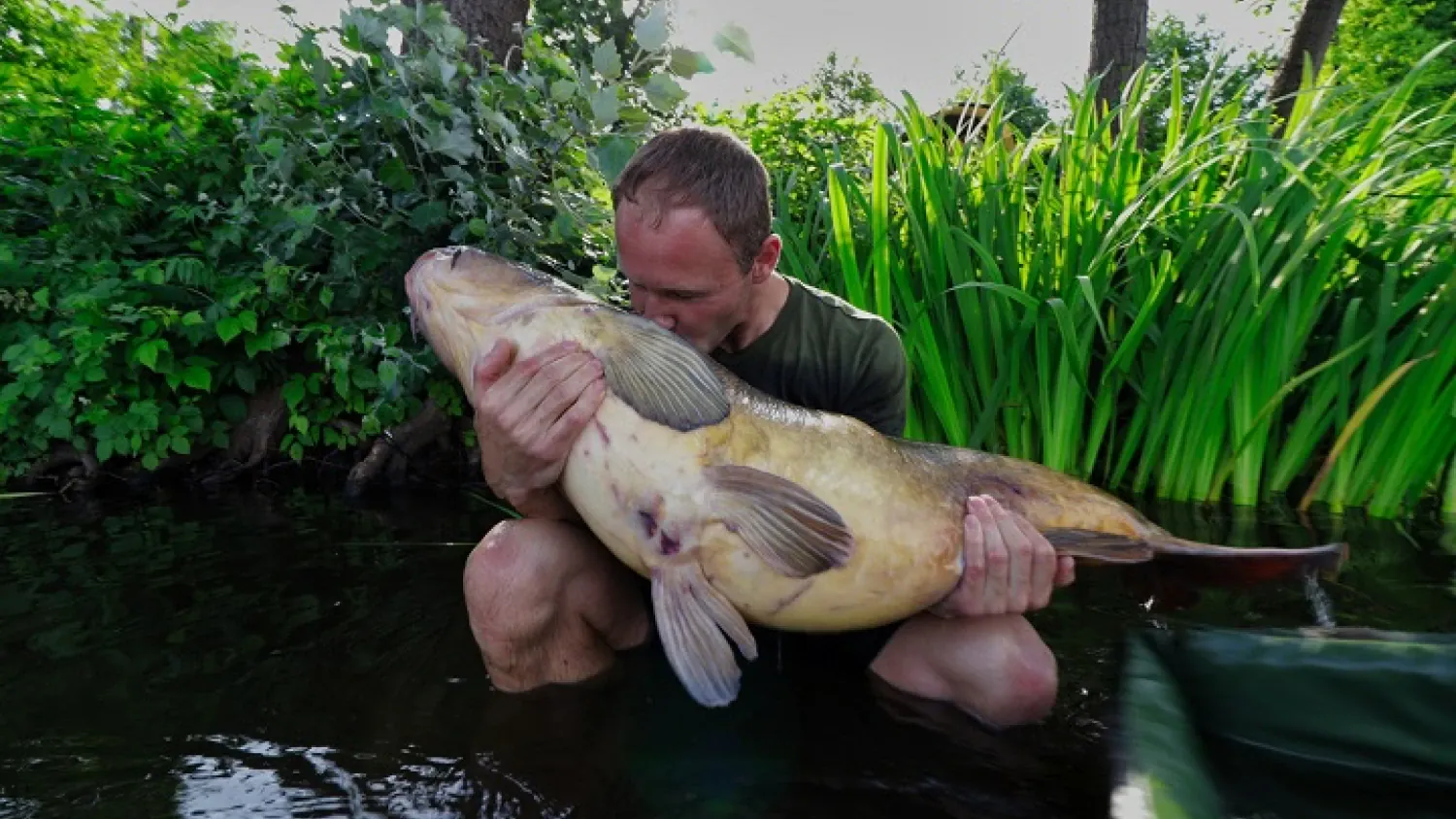 Marcel Basanello mit 32 Kilo Spiegelkarpfen