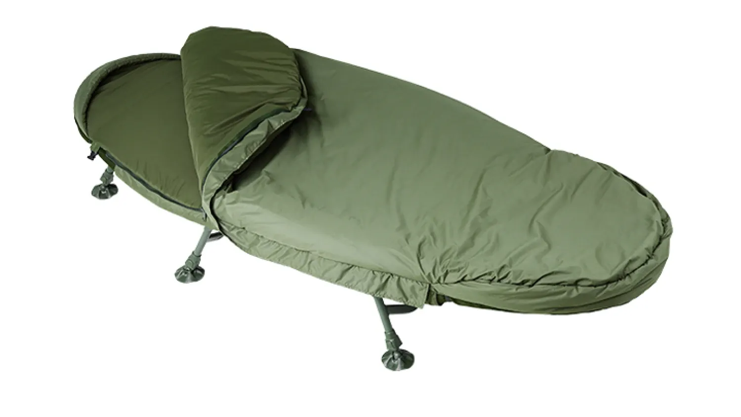 Das Trakker Levelite Oval Bed System mit dem 5 Season Schlafsack.