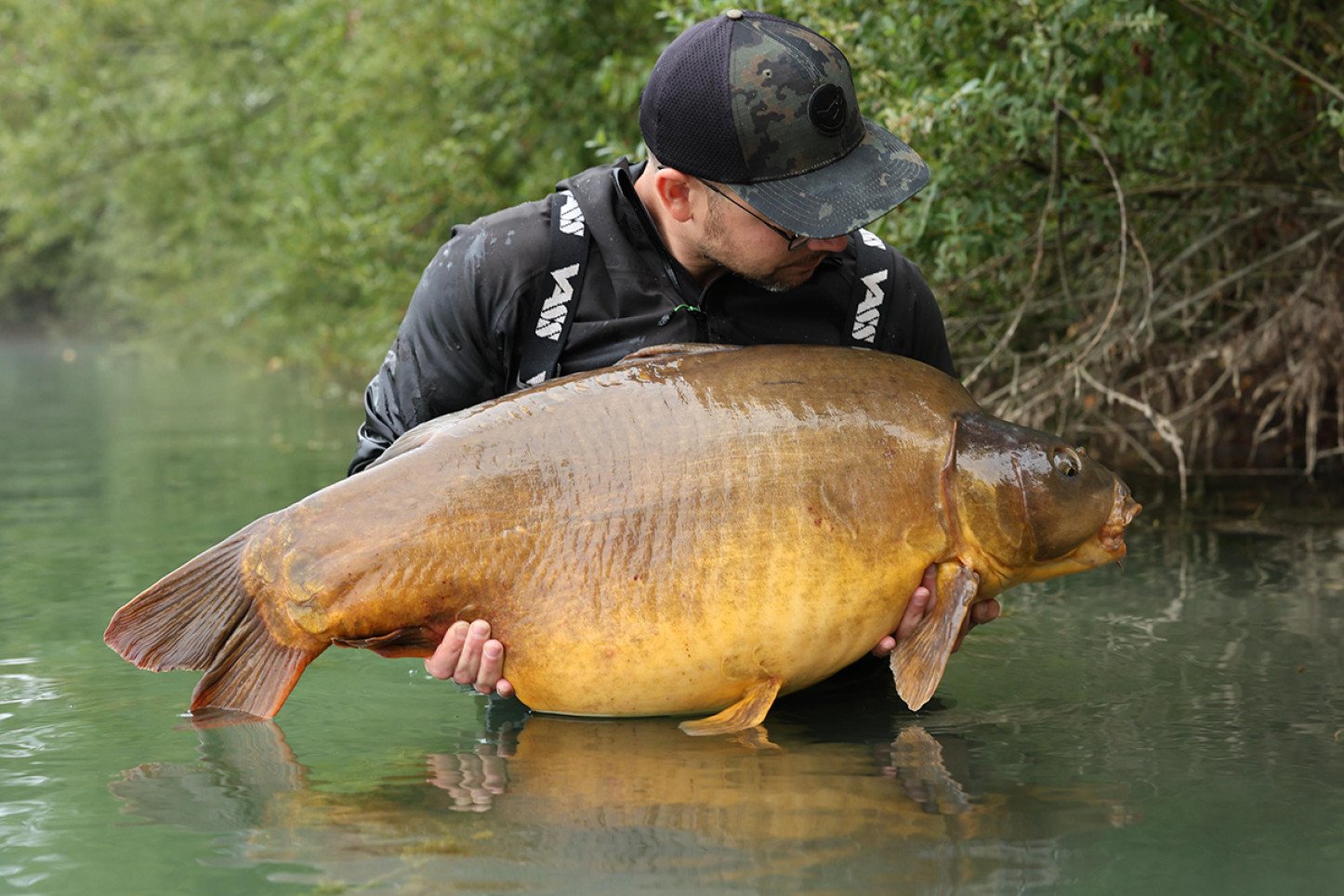 Philipp Romweber mit makellosem Spiegelkarpfen am Gigantica. 