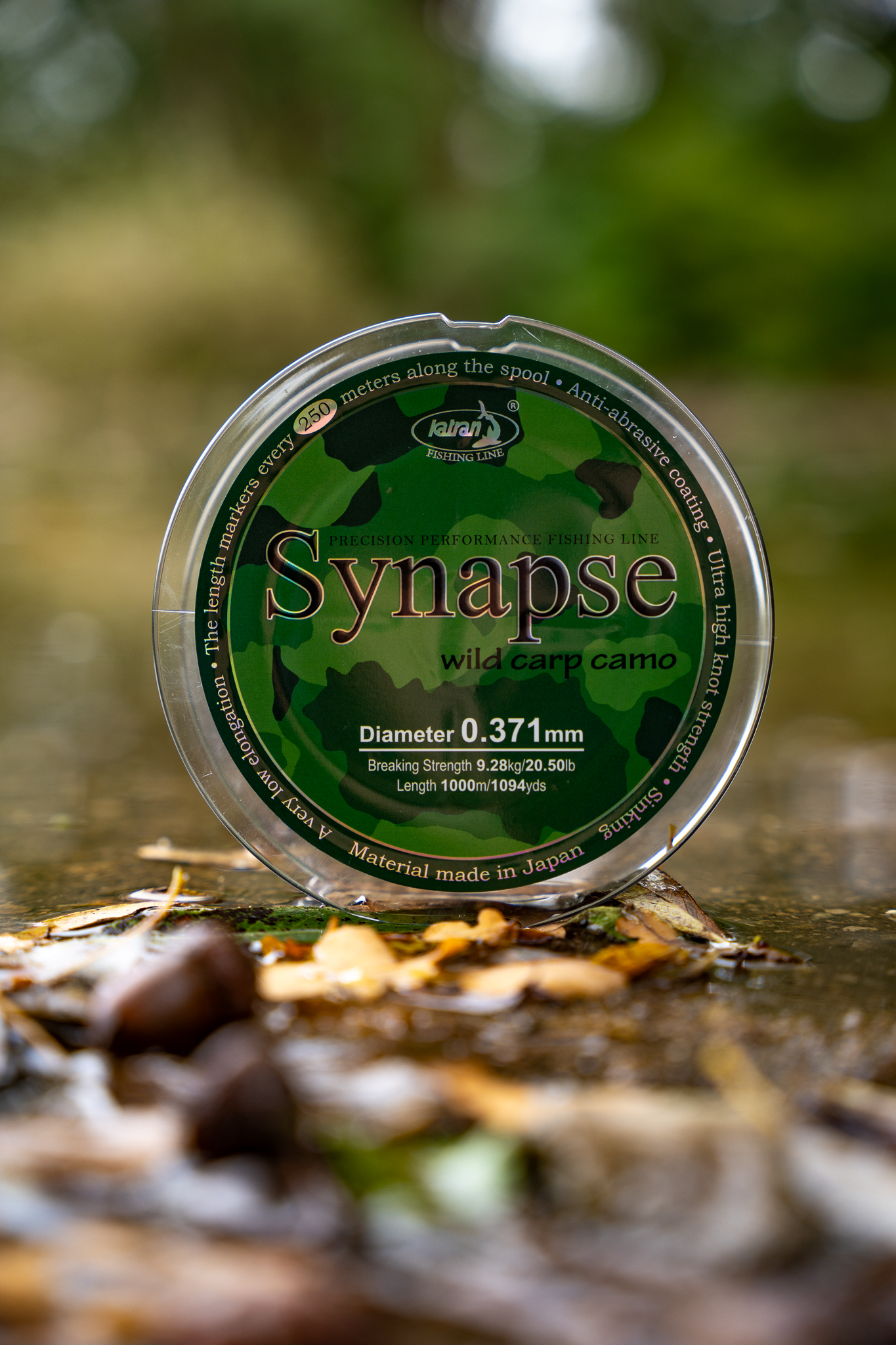 Erhältlich in verschiedenen Durchmessern und Längen. Katran Synapse Wild Carp Camo Schnur Spule.