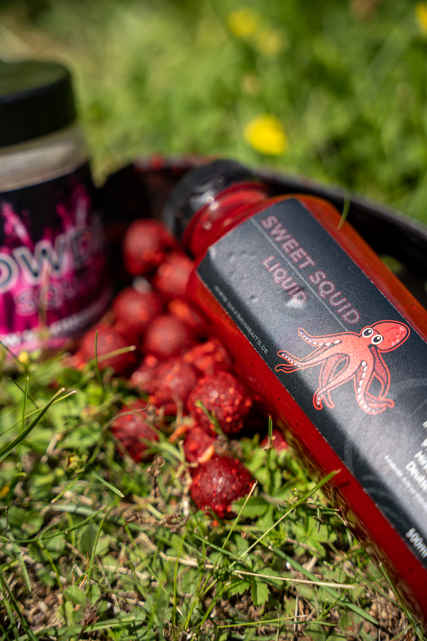 Maximumbaits Sweet Squid Liquid, Boilies und Powder.