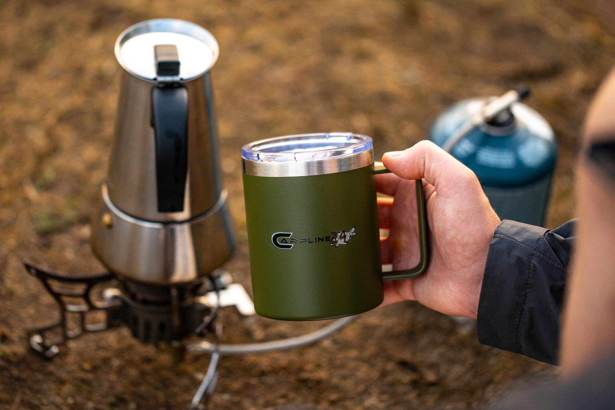 Kaffee-Koch-Setup beim Campen.