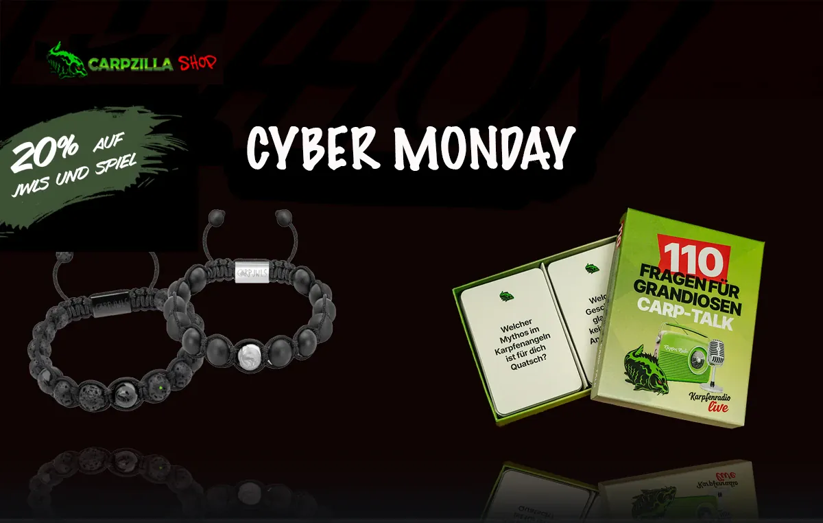 Nur noch heute: 20% Rabatt auf alle Carp JWLS und das Karpfenradio live Kartenspiel im Carpzilla Shop!