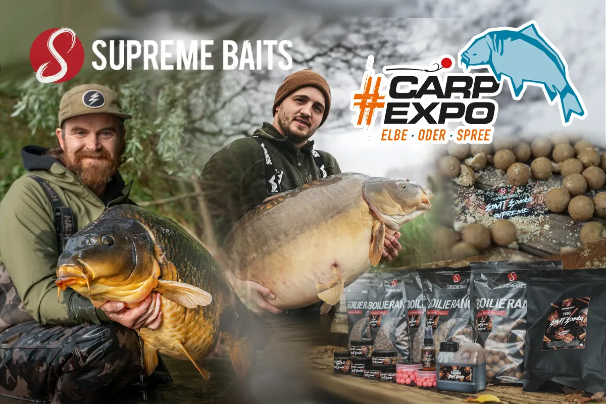 Gratis-Produkt für die ersten 100: Supreme Baits Rabatte auf der Carp Expo Magdeburg